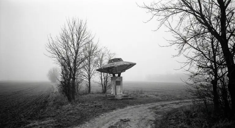 Emilcin memorial in fog