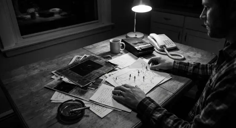 Investigator with clippings