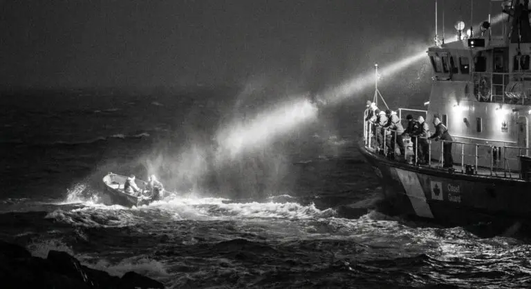 Search boat and officials