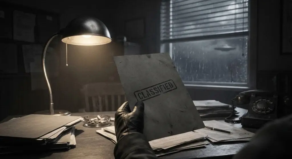 Classified Memo and Night Sky