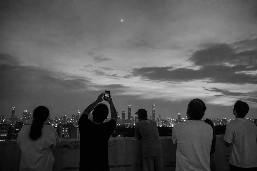 Unidentified light over city