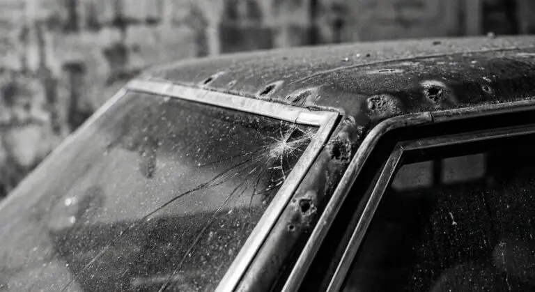 Damage and marks on patrol car